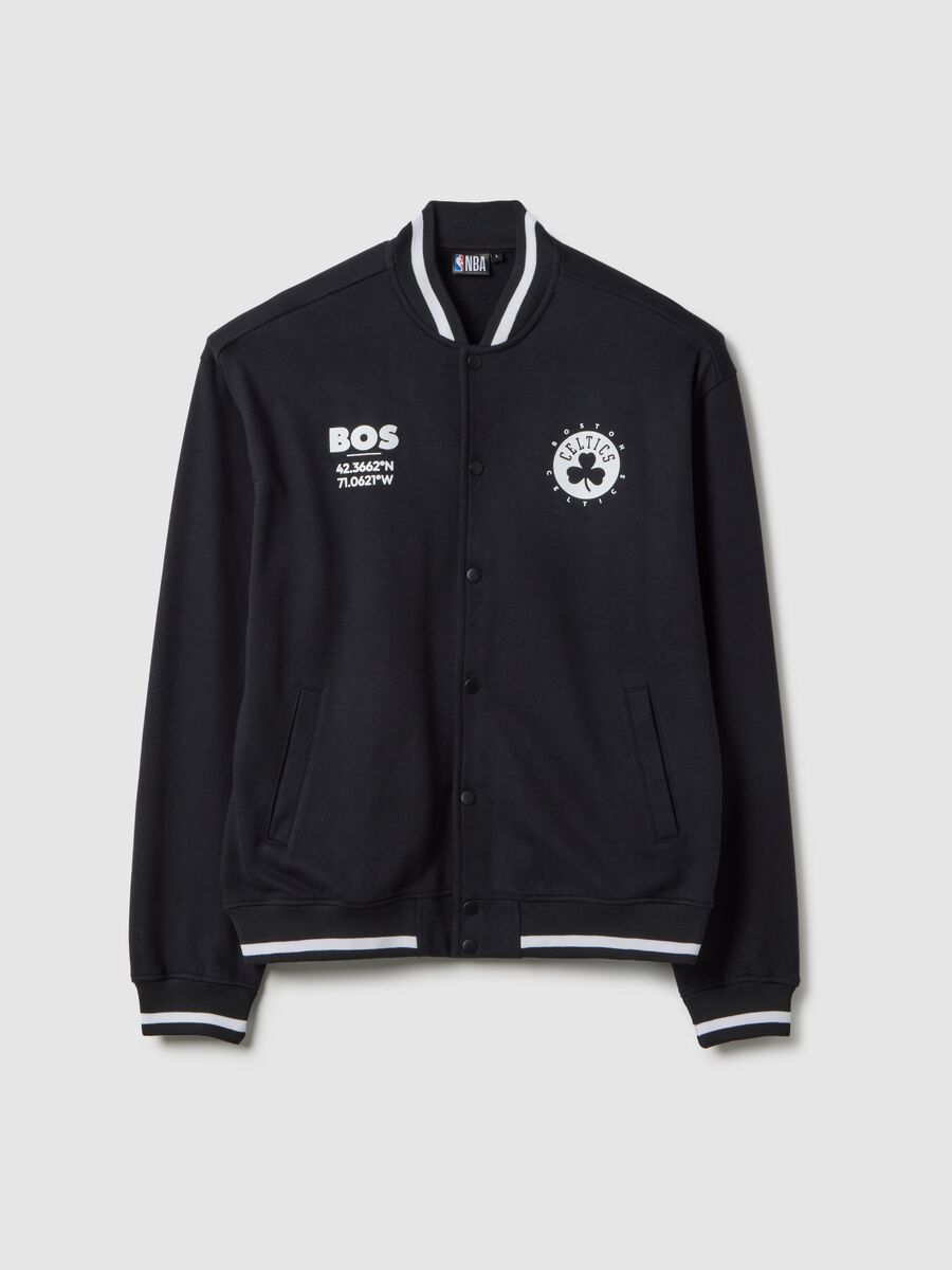 Black cotton blend jacket regular fit with Boston Celtics logo_4
