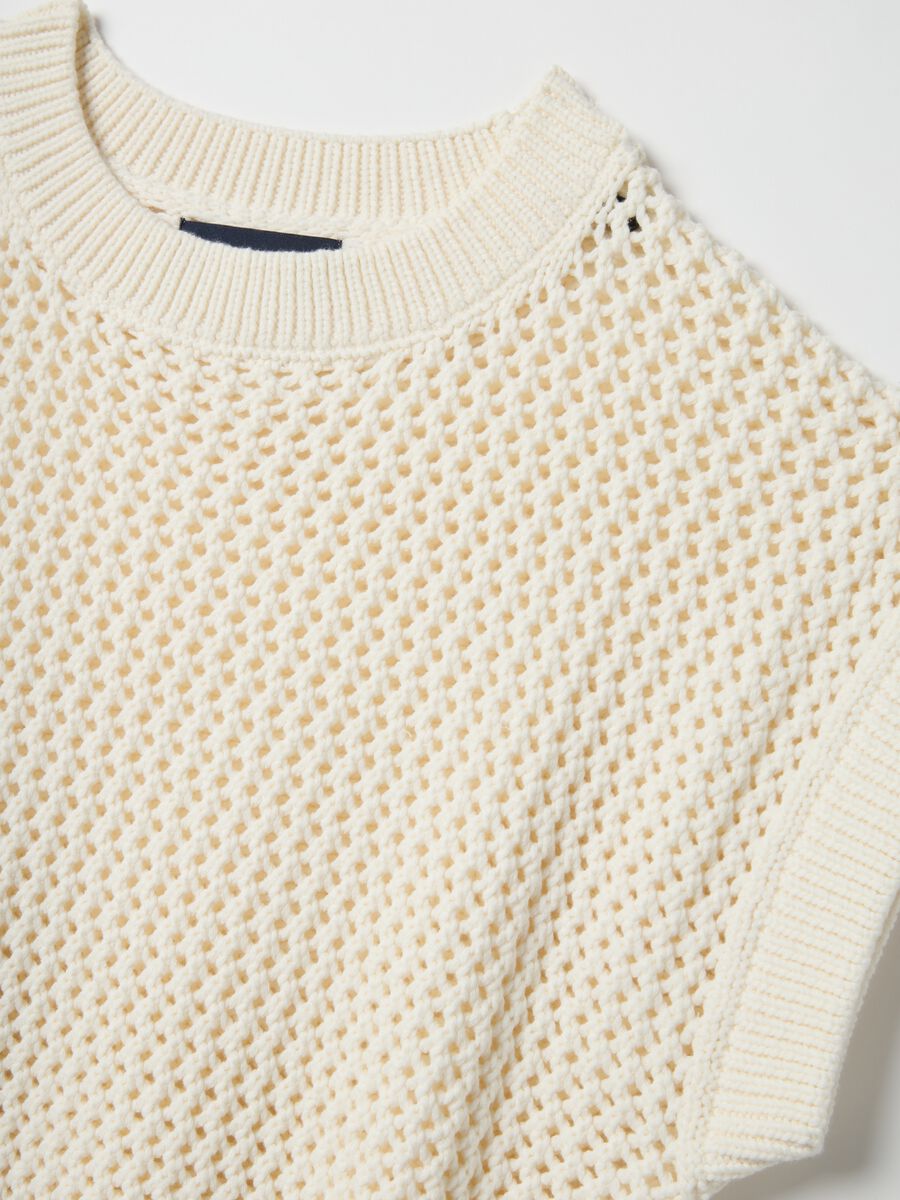 Maglione in misto cotone bianco regular fit traforato_5