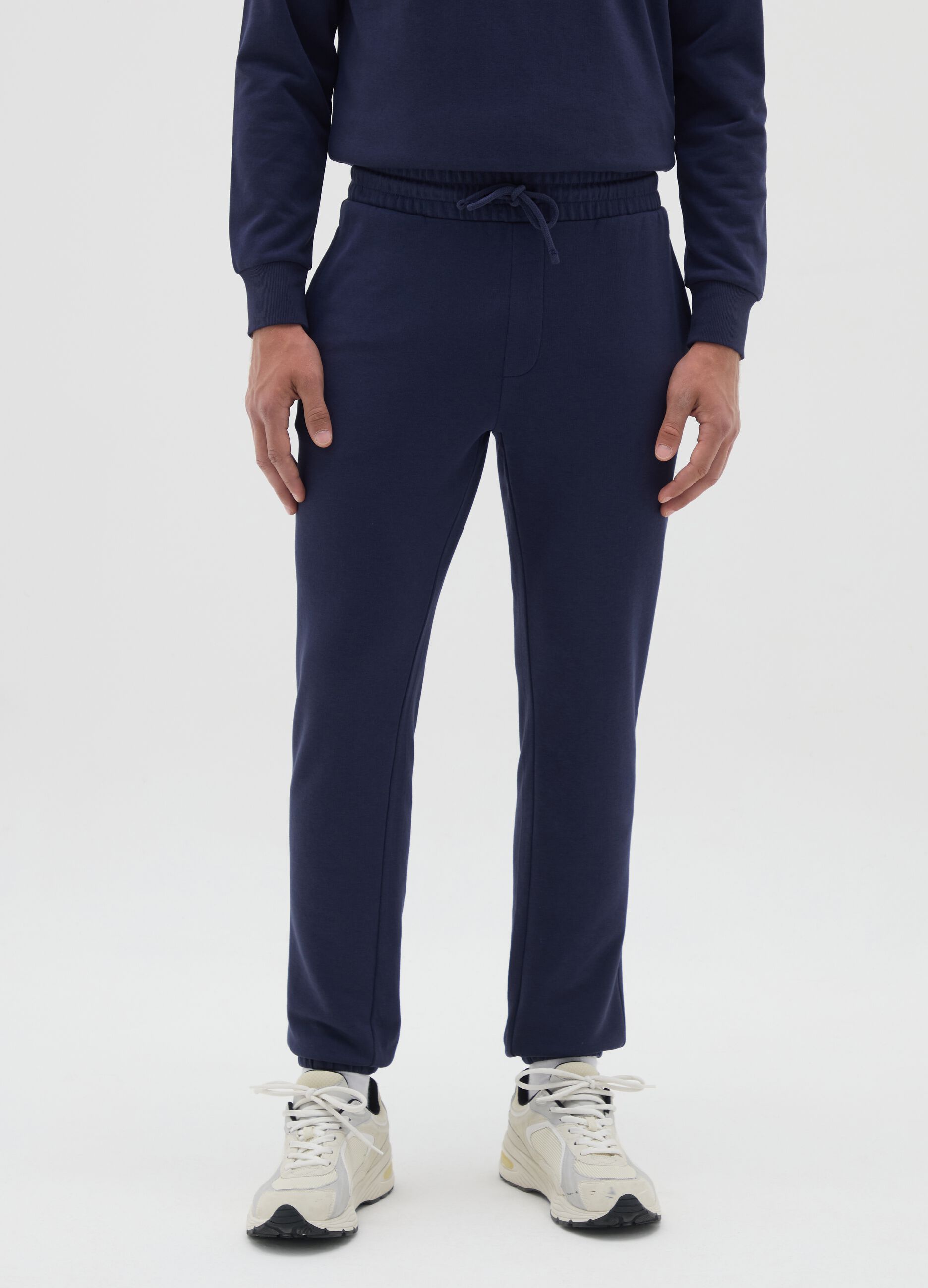 Men's blue cotton blend joggers regular fit