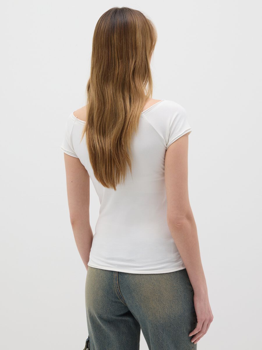 Fitted White Cotton Stretch T-shirt B.Angel_2