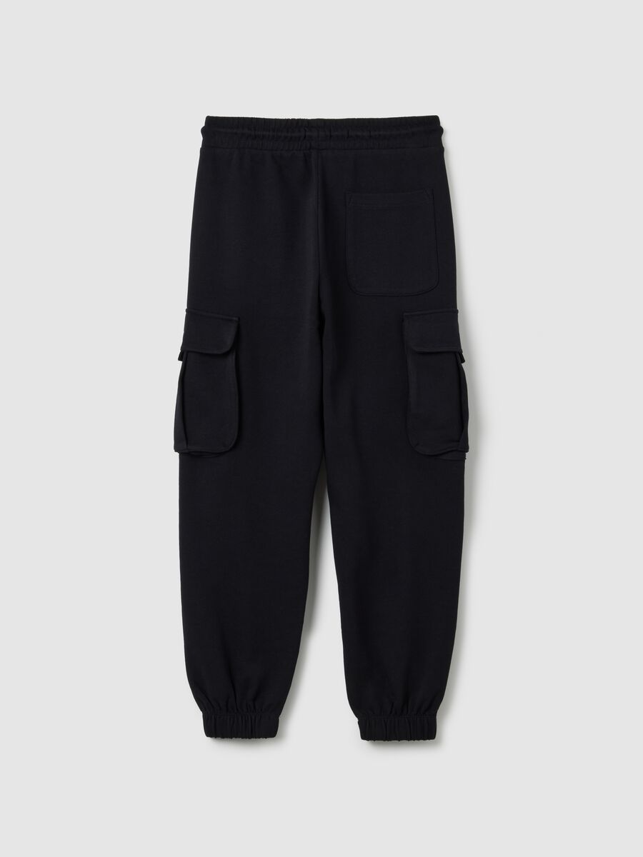 Black regular fit pure cotton boys' joggers_1