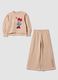 Tuta beige in misto cotone con girocollo e stampa Minnie per bambina_0