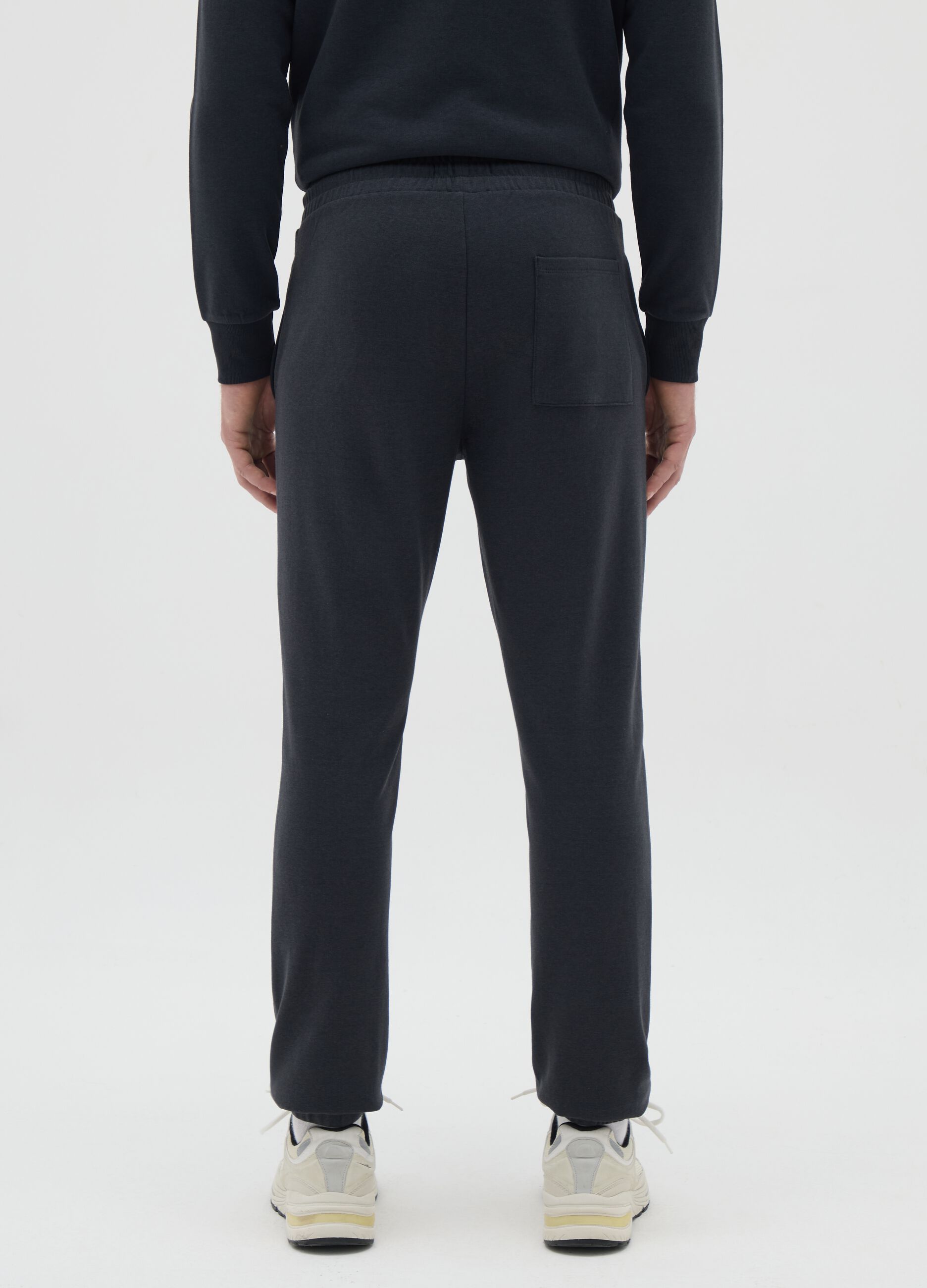 Men's Black Cotton Blend Regular Fit Joggers