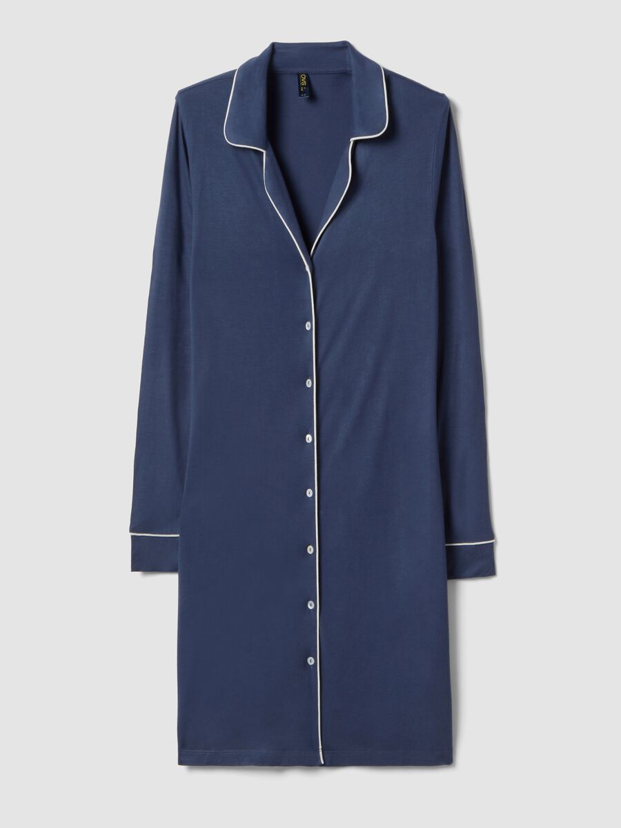 Pure blue viscose nightdress with buttons_4