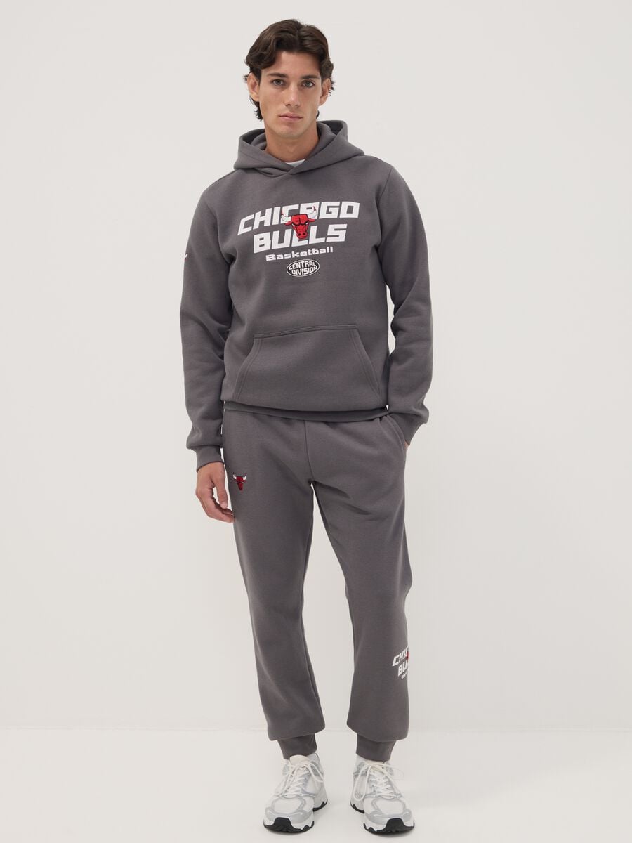 Felpa grigia con cappuccio in misto cotone con stampa Chicago Bulls_2