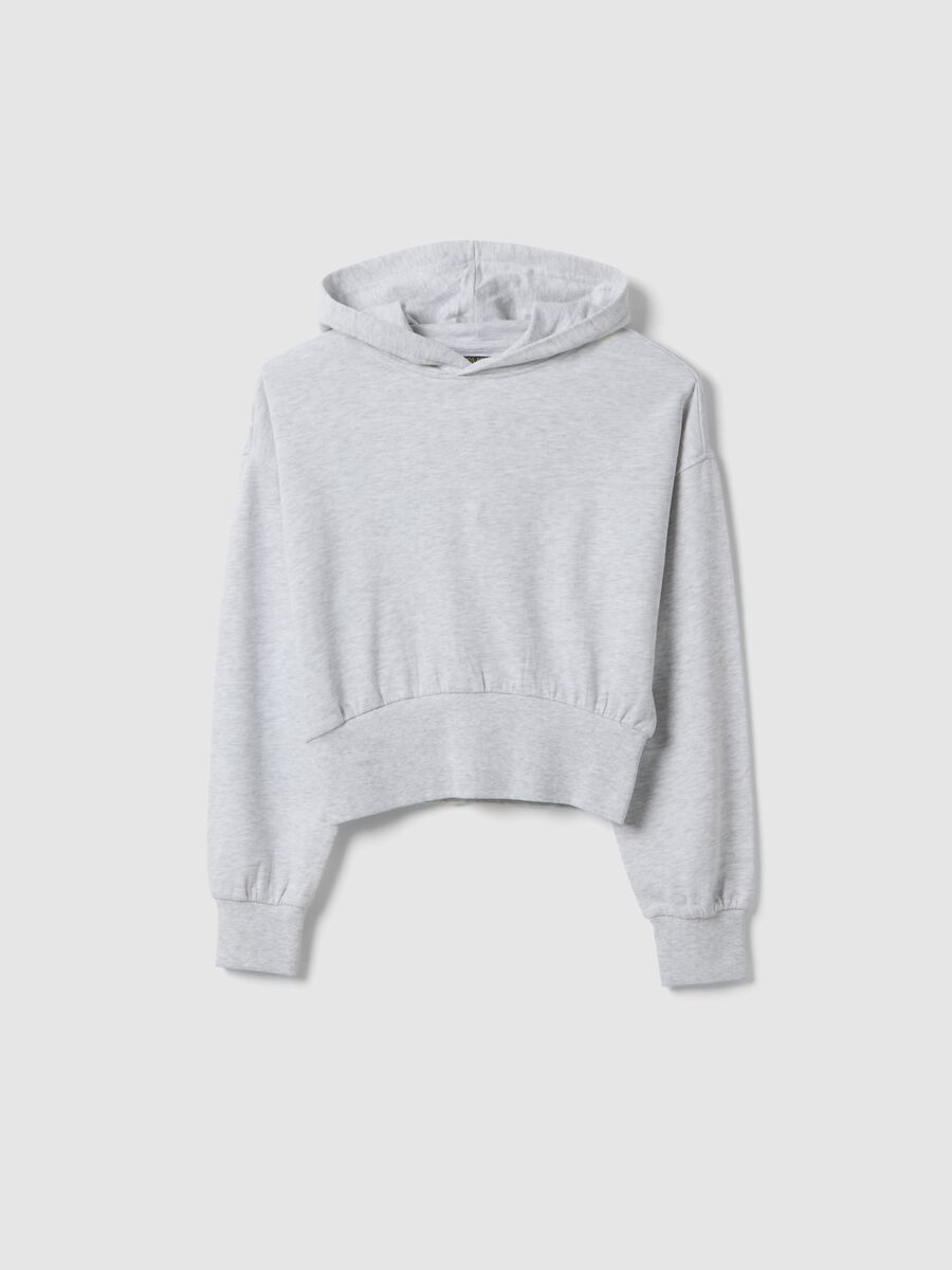 Felpa in puro cotone viola da ragazza relaxed fit con cappuccio_3