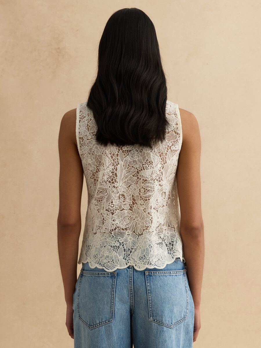 Camicia bianco in misto cotone con pizzo_1