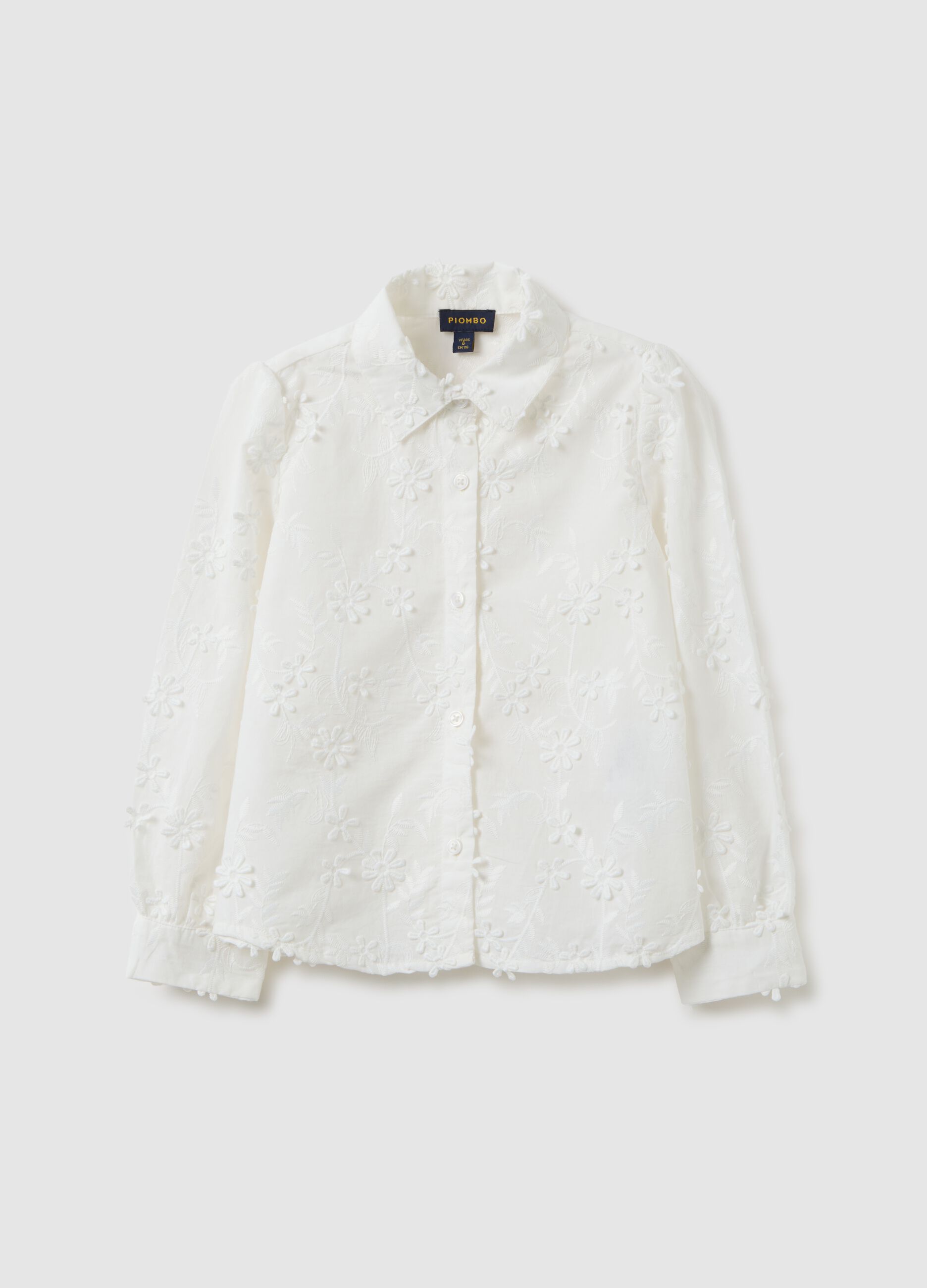 Girl's White Cotton Shirt Regular Fit