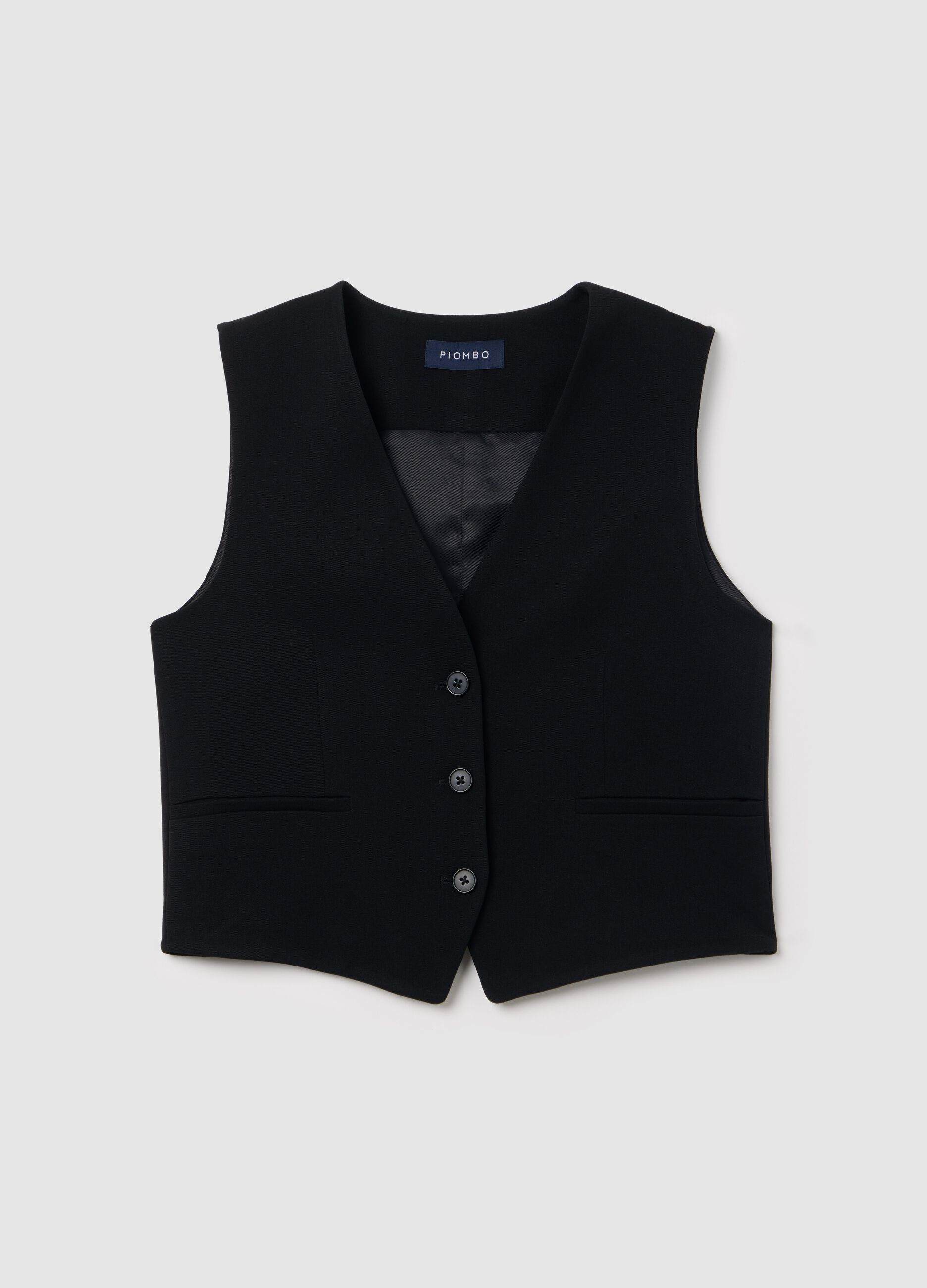 Solid colour waistcoat with buttons
