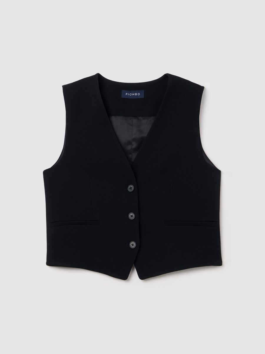 Solid colour waistcoat with buttons_4