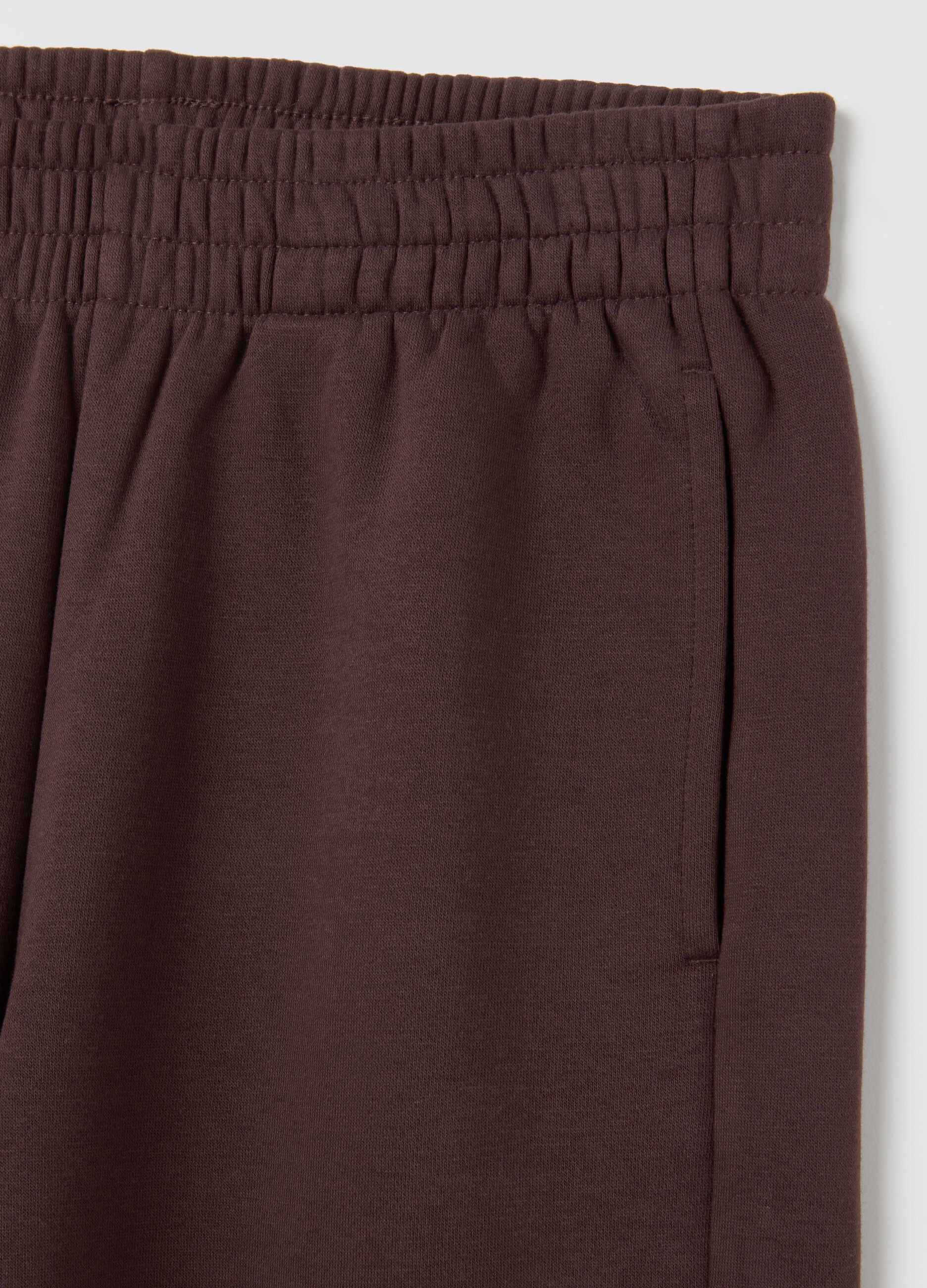 Brown relaxed cotton blend trousers