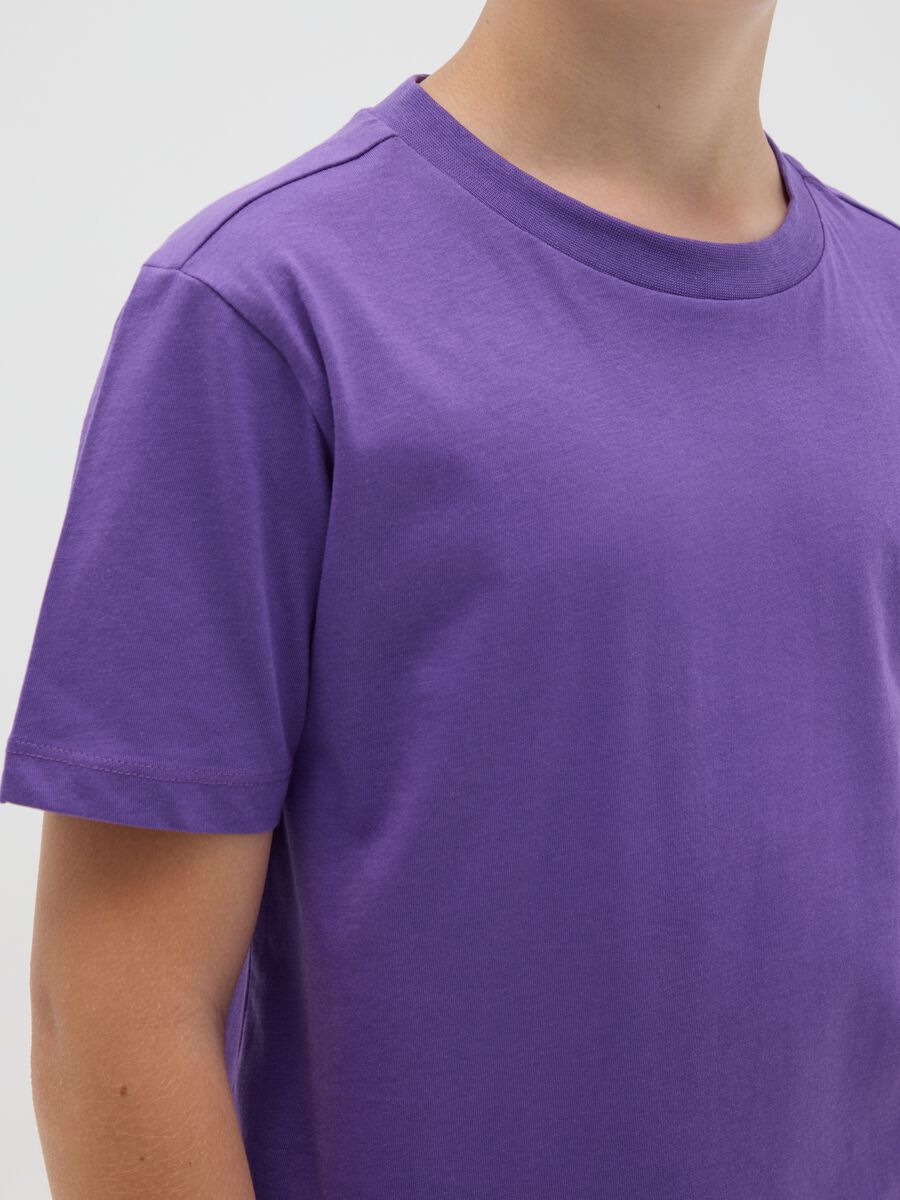 T-shirt da ragazzo in puro cotone viola slim fit_1
