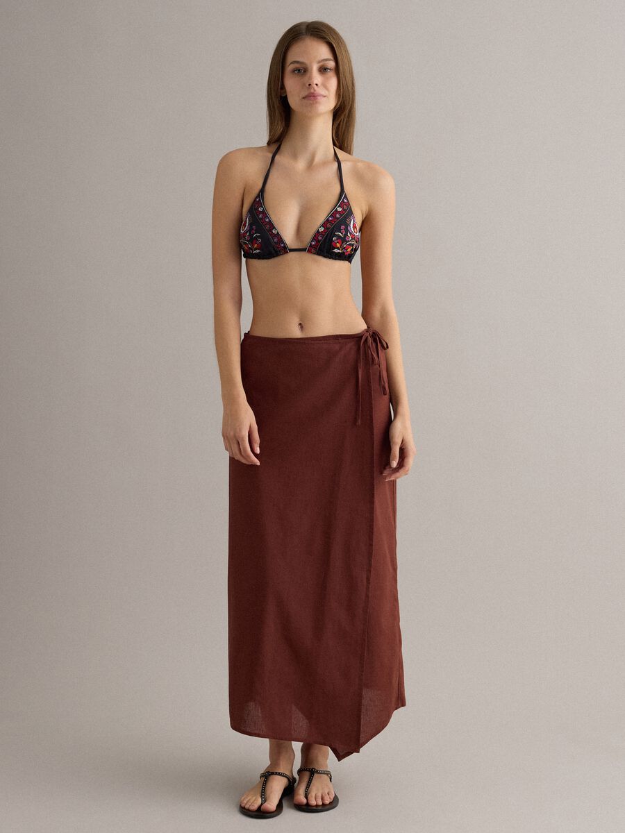 Top bikini a triangolo nero in tessuto elasticizzato_1