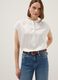 White short sleeve blouse regular fit with mandarin collar_0