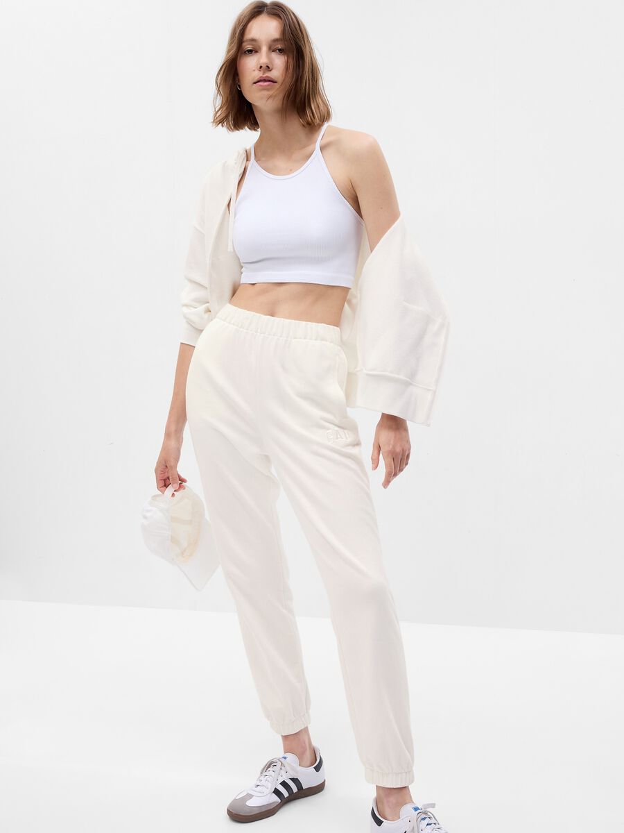 Joggers a vita alta in French Terry con ricamo logo_0