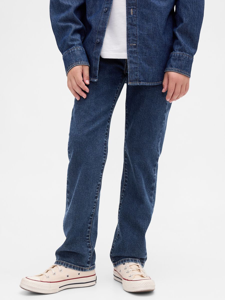 Children's straight jeans in stretchy blue denim cotton, regular fit_1