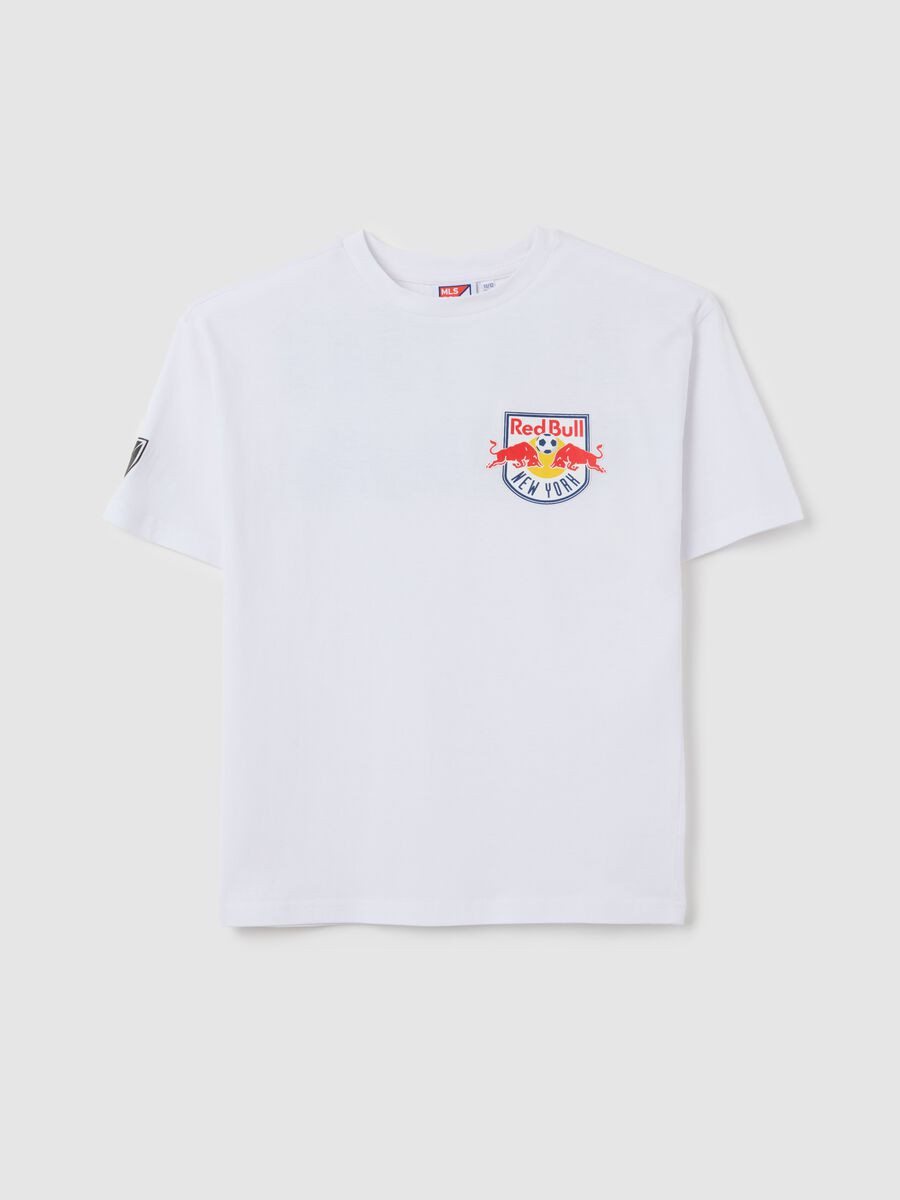 T-shirt da bambino in puro cotone bianca con logo Red Bull New York_3