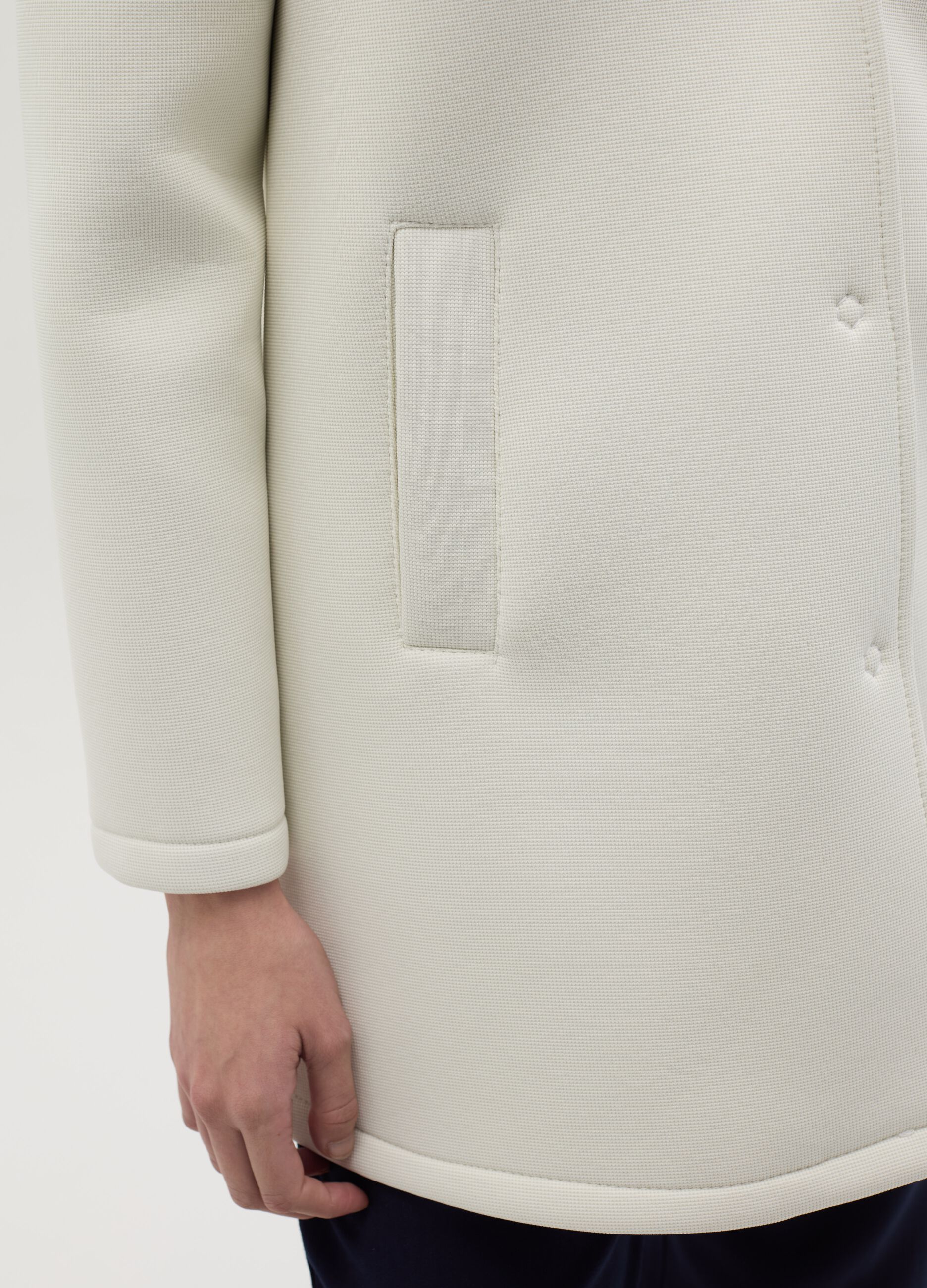 Long jacket with buttons and hood