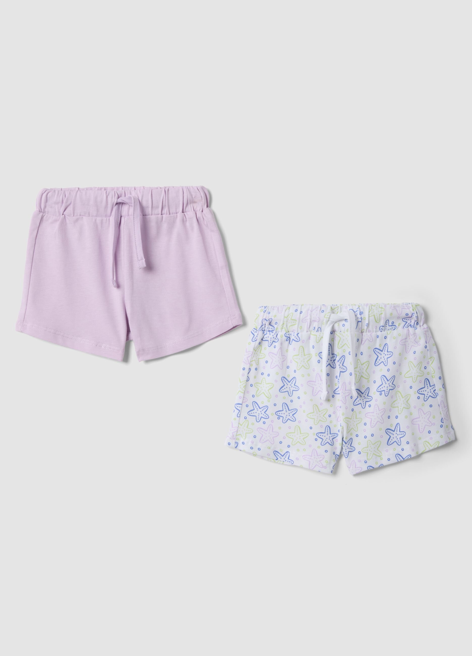 Twin pack of purple pure cotton shorts
