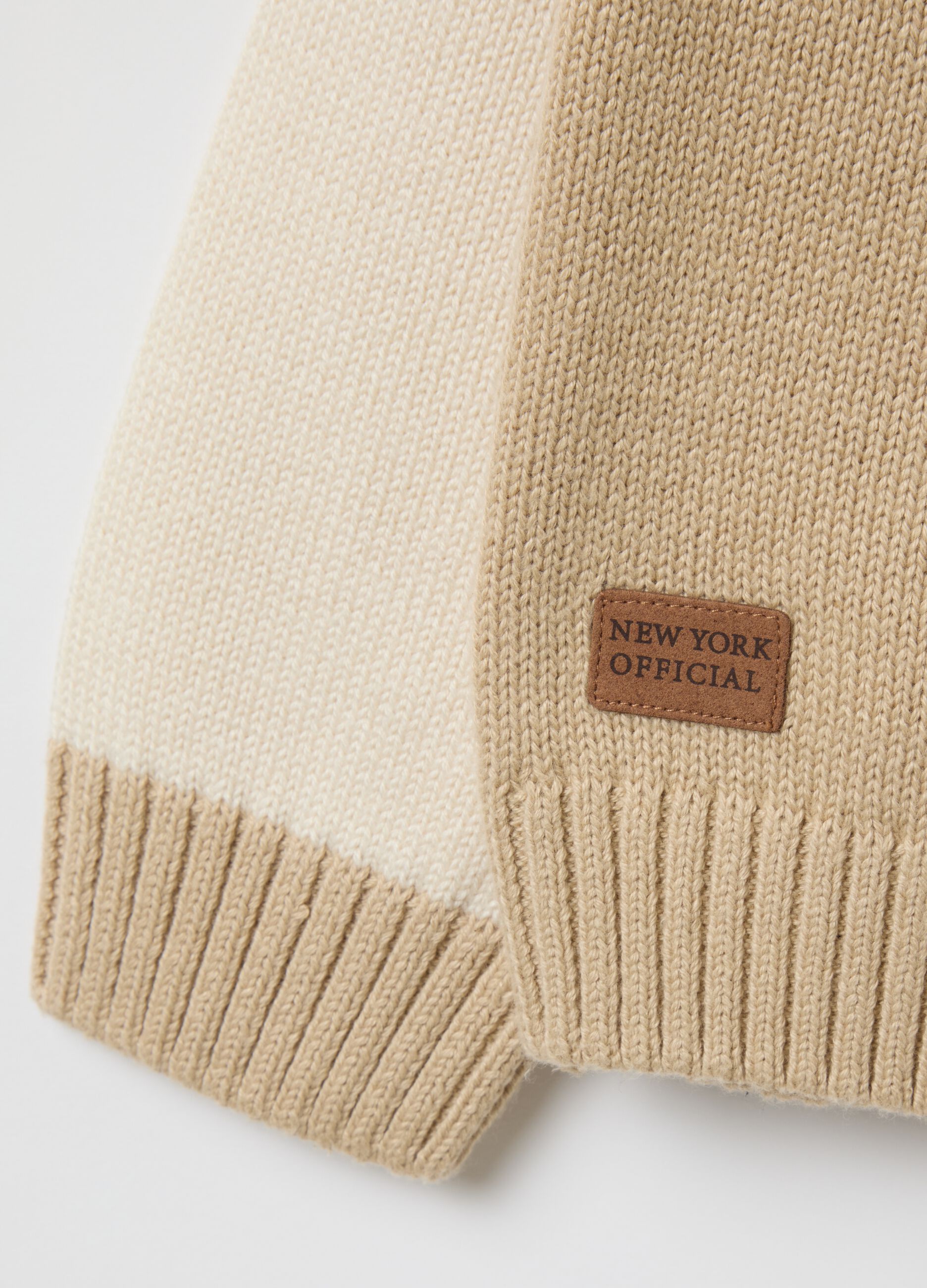 Beige regular fit children's sweater in cotton blend