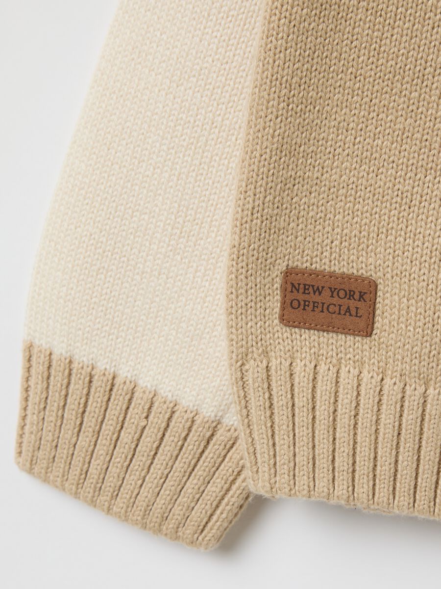 Beige regular fit children's sweater in cotton blend_3