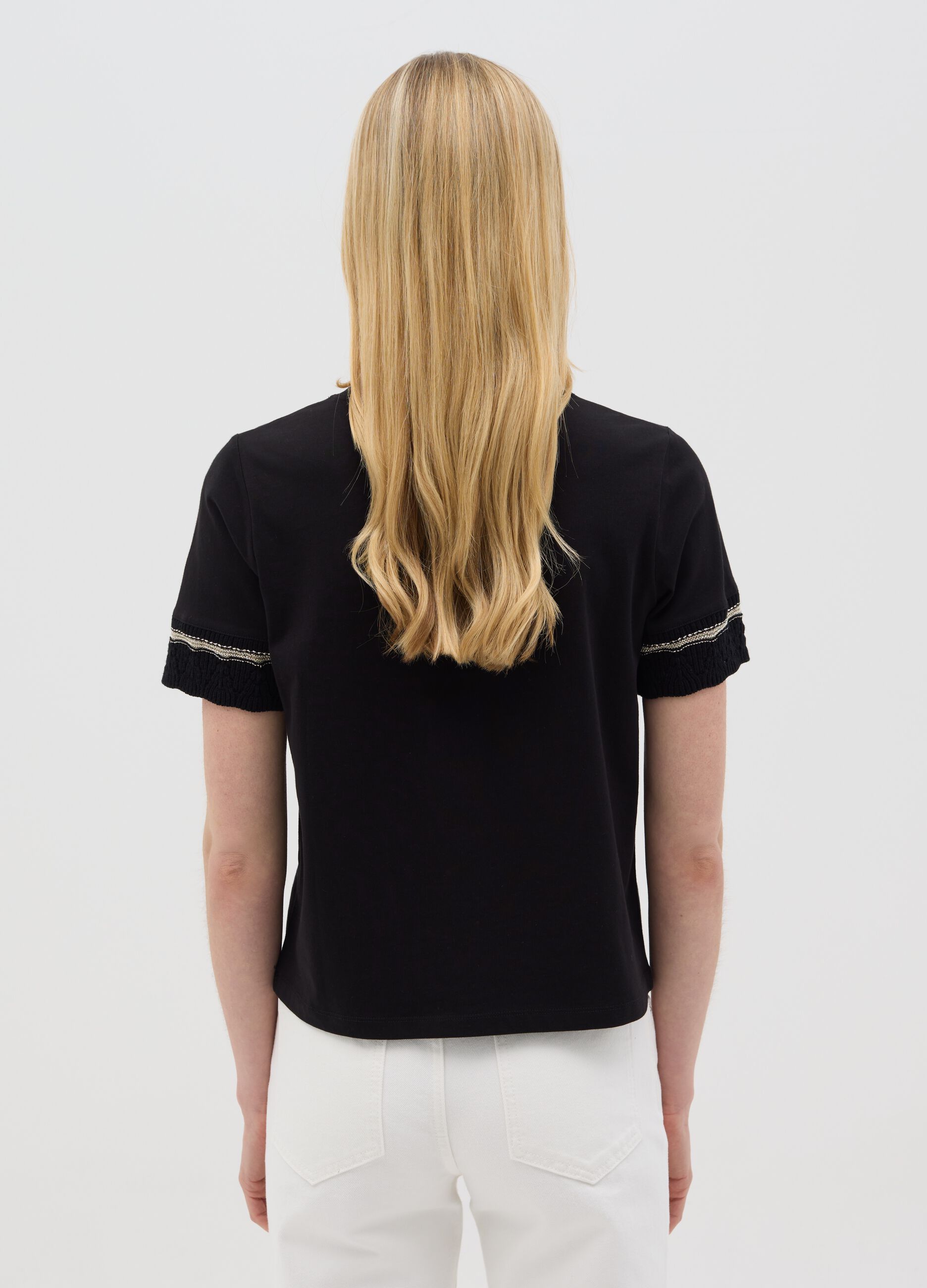 Black T-shirt with decorative details by Ovs