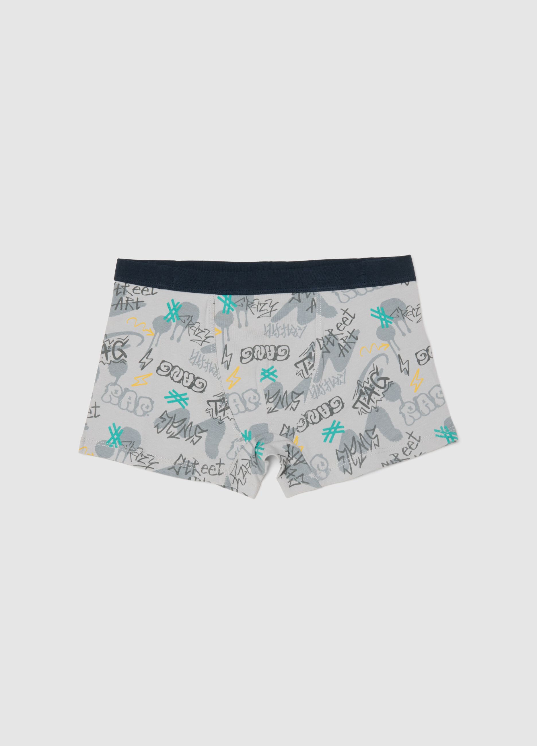 Boys' multicolour elastic cotton boxers with street prints