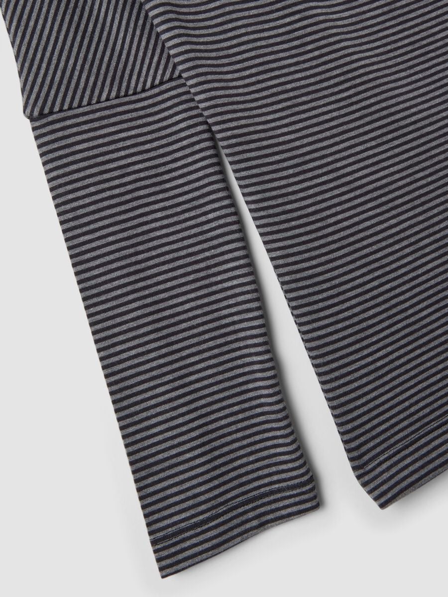 Grey stretch viscose striped boat-neck T-shirt_1