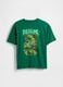 Green cotton t-shirt with print_1