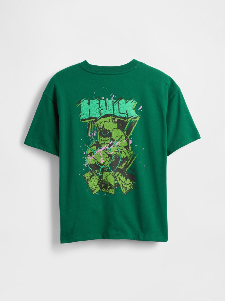 Green cotton t-shirt with print_1