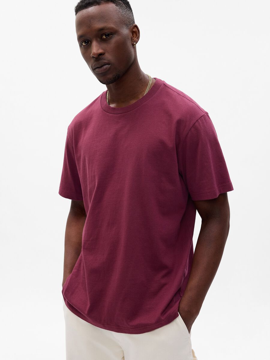 T-shirt girocollo in cotone_0