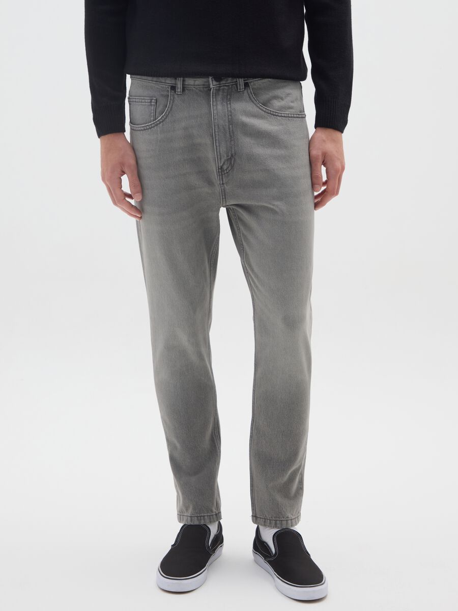 Jeans in puro cotone grigio carrot fit_1