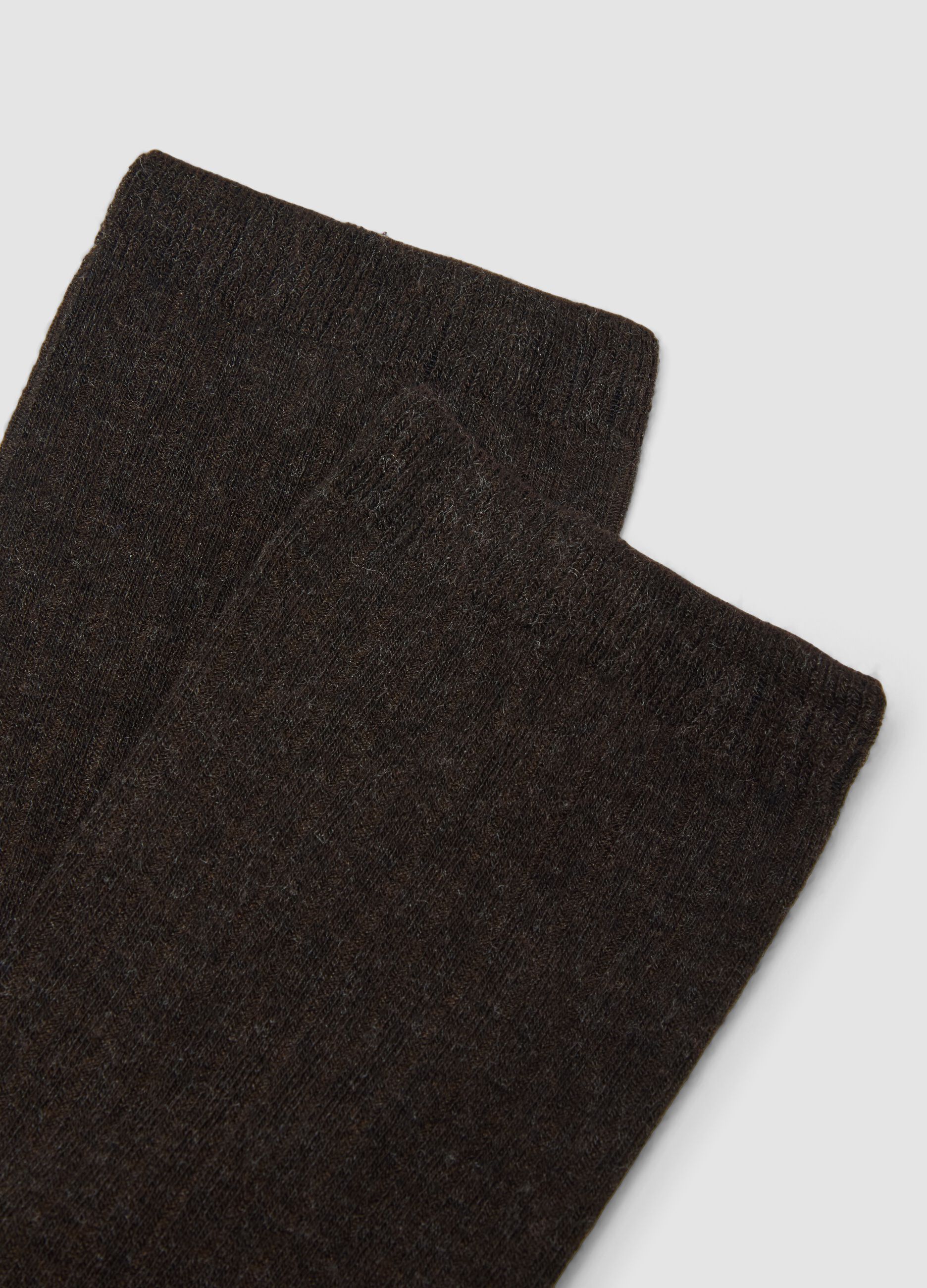 Brown stretch viscose blend knee-high socks