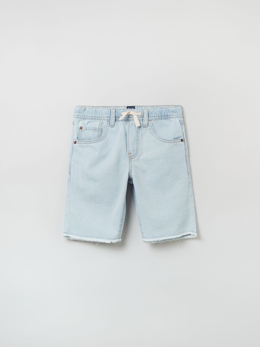 Denim Bermuda shorts with drawstring_0