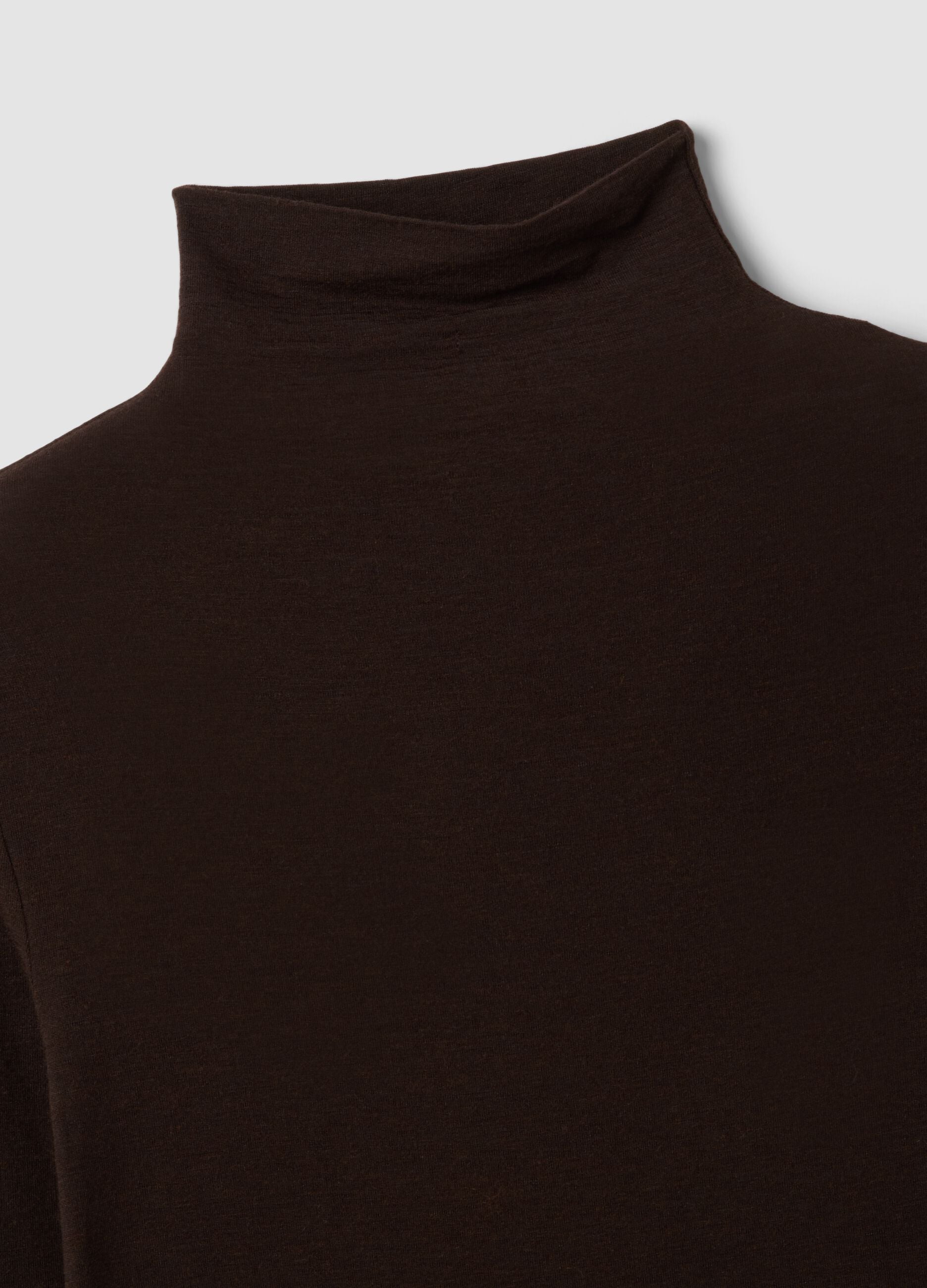 Brown modal and stretch cashmere T-shirt, regular fit