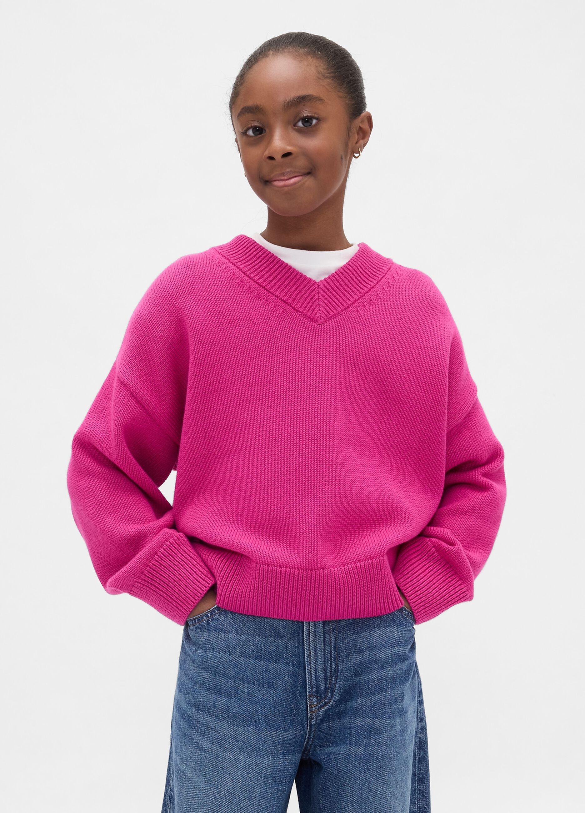 Pink cotton jumper for girls