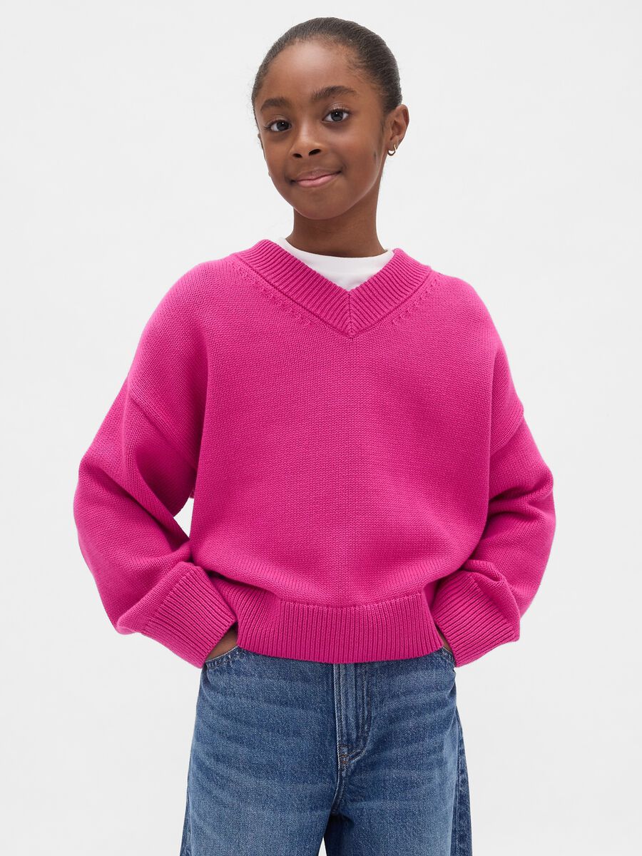 Pink cotton jumper for girls_0
