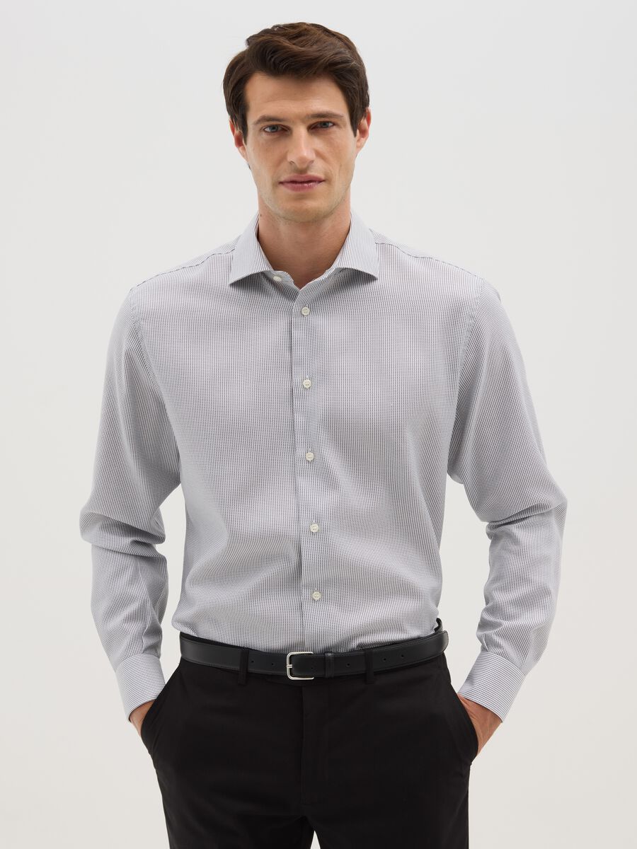 Camicia in puro cotone azzurra regular fit_0