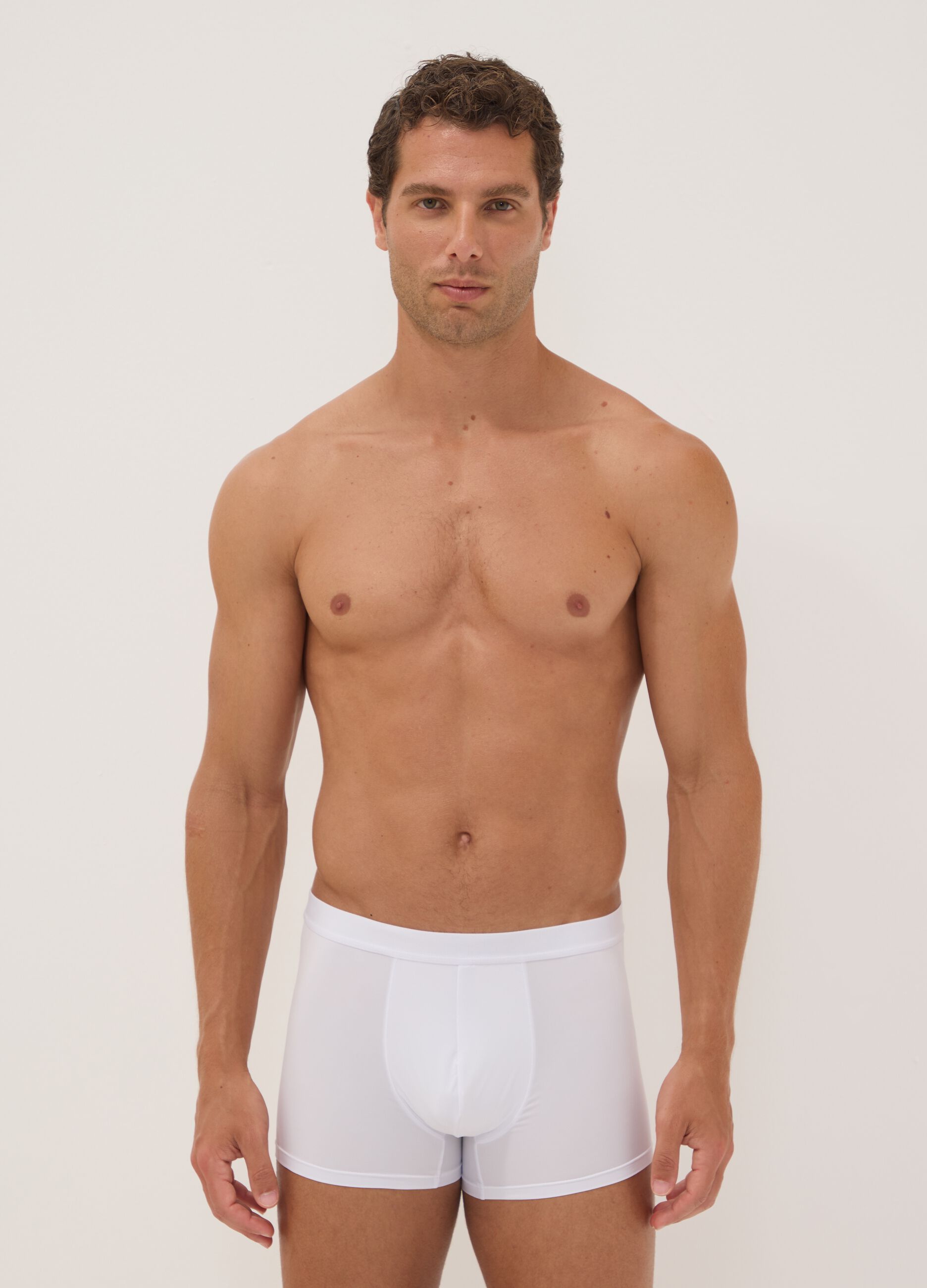 3-pack of white stretch microfibre boxer shorts
