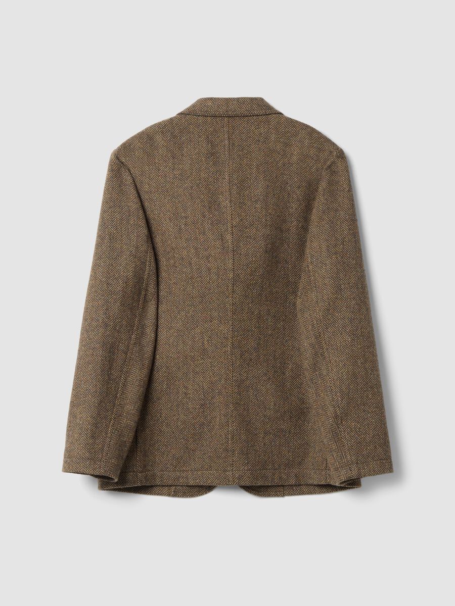 Camel herringbone wool-blend blazer_2