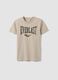 T-shirt beige in puro cotone con stampa frontale regular fit per ragazzo_0