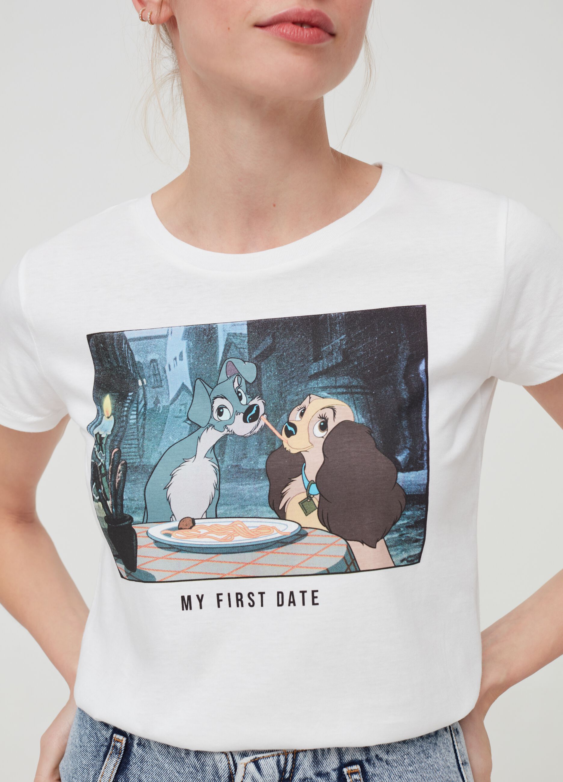 T shirt stampa Disney Lilli e Il Vagabondo Bianco LICENZE D. SICEM da Donna OVS