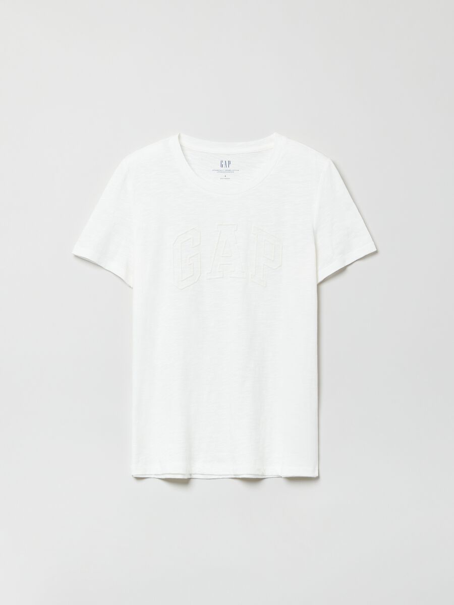 Cotton slub T-shirt with logo print_0