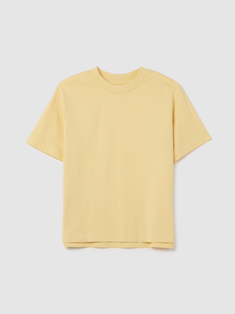 Yellow pure cotton women's T-shirt regular fit_0