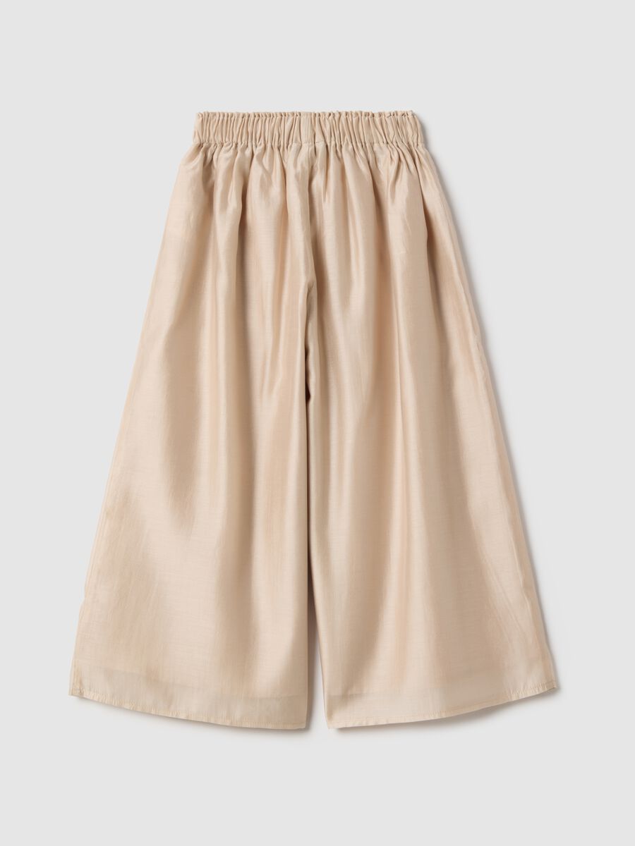 Girls' beige Lyocell culotte trousers with relaxed fit_1