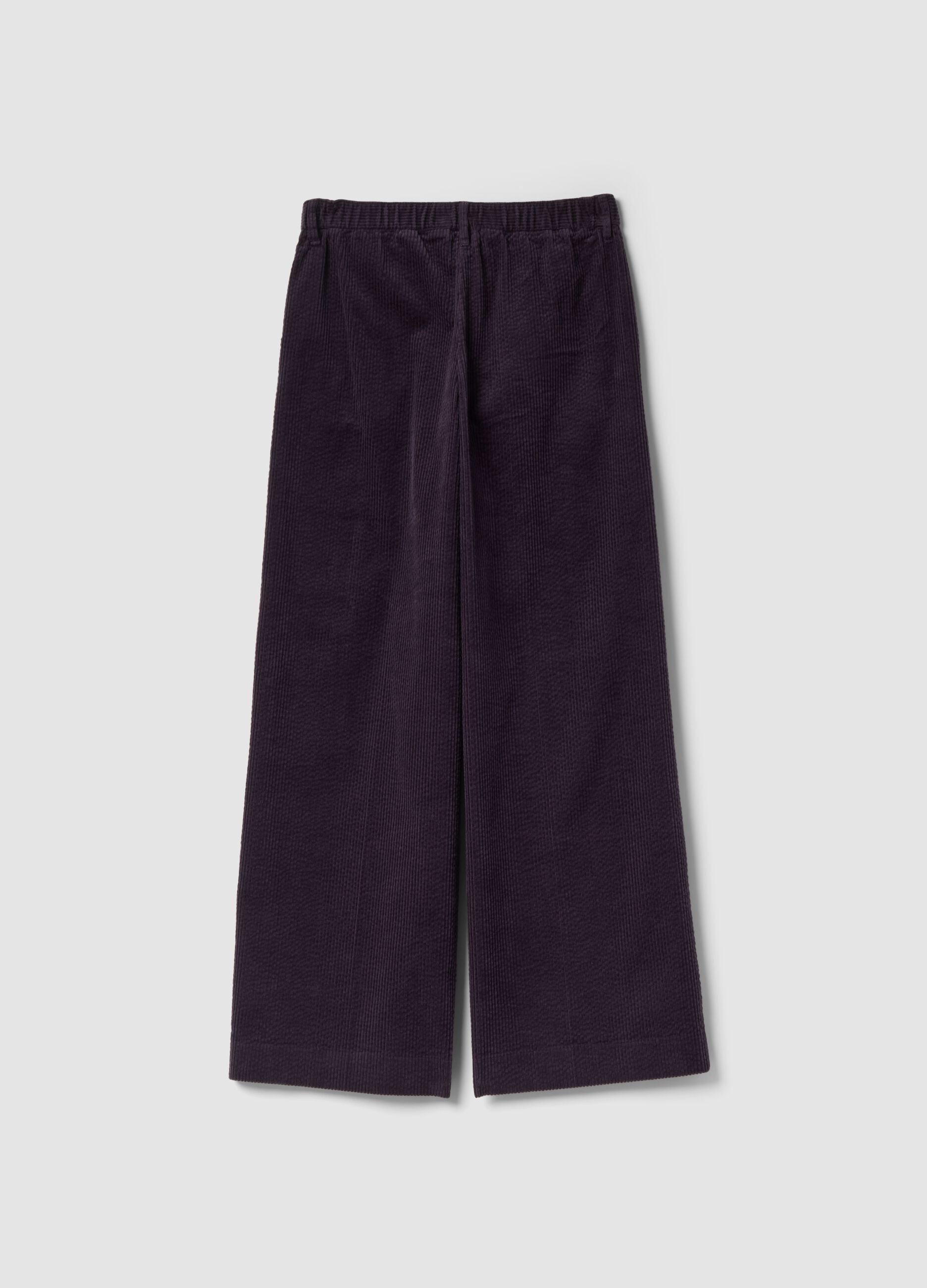 Purple pure cotton corduroy trousers, regular fit