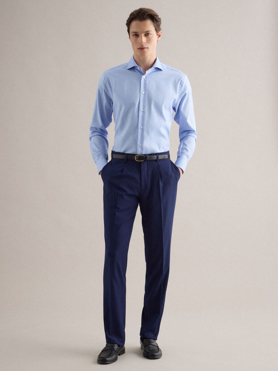 Blue pure cotton regular fit shirt_1