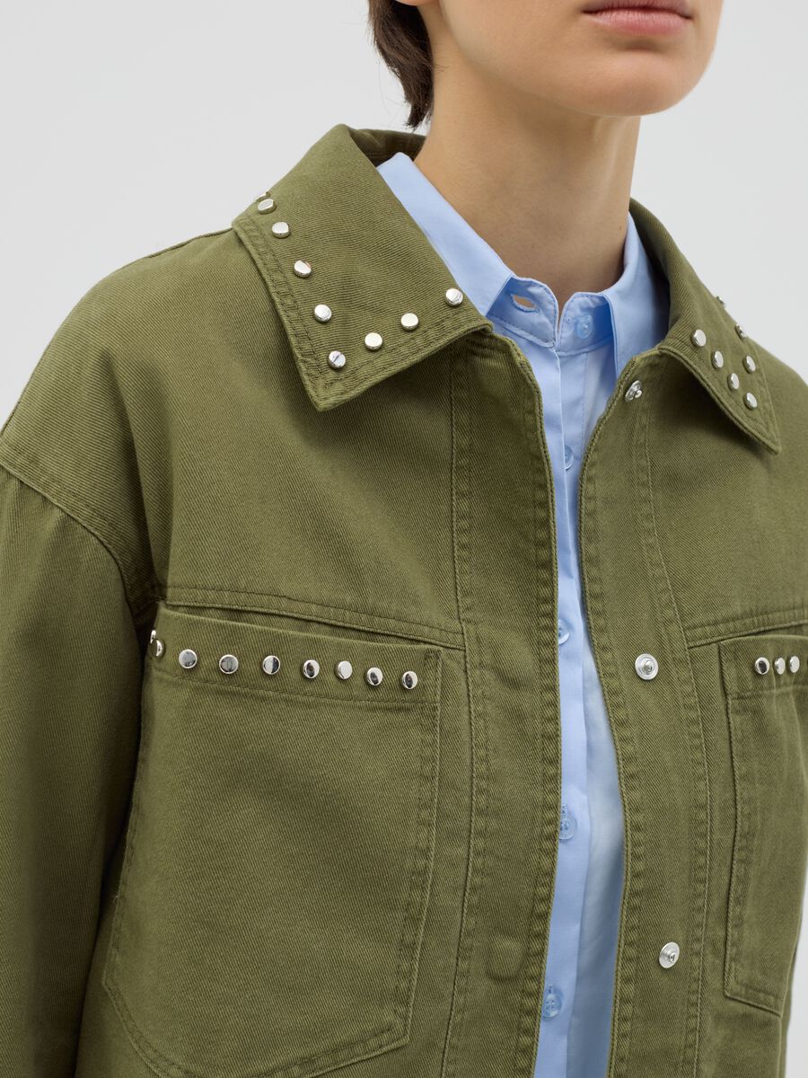 Green jacket in cotton with studs_2
