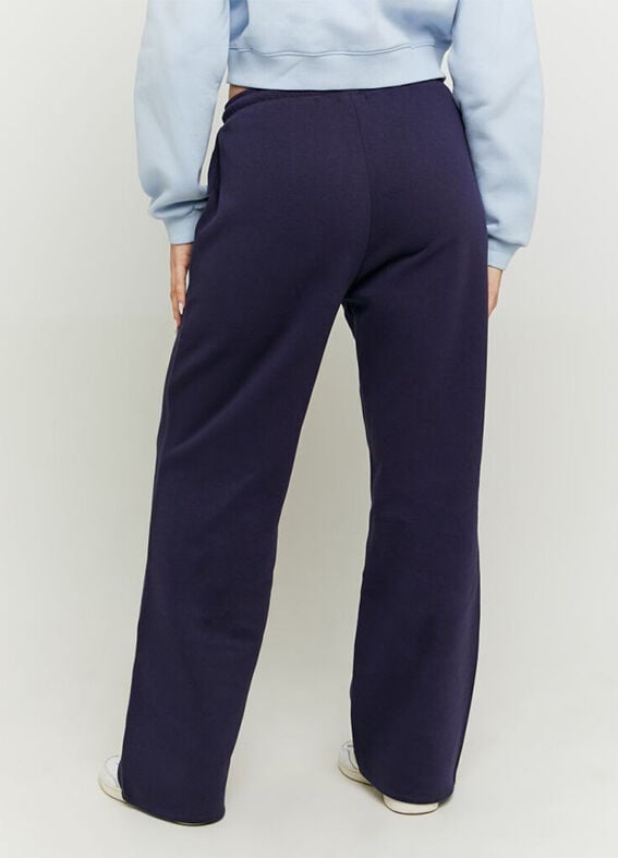 Pantaloni da donna in misto cotone blu regular fit