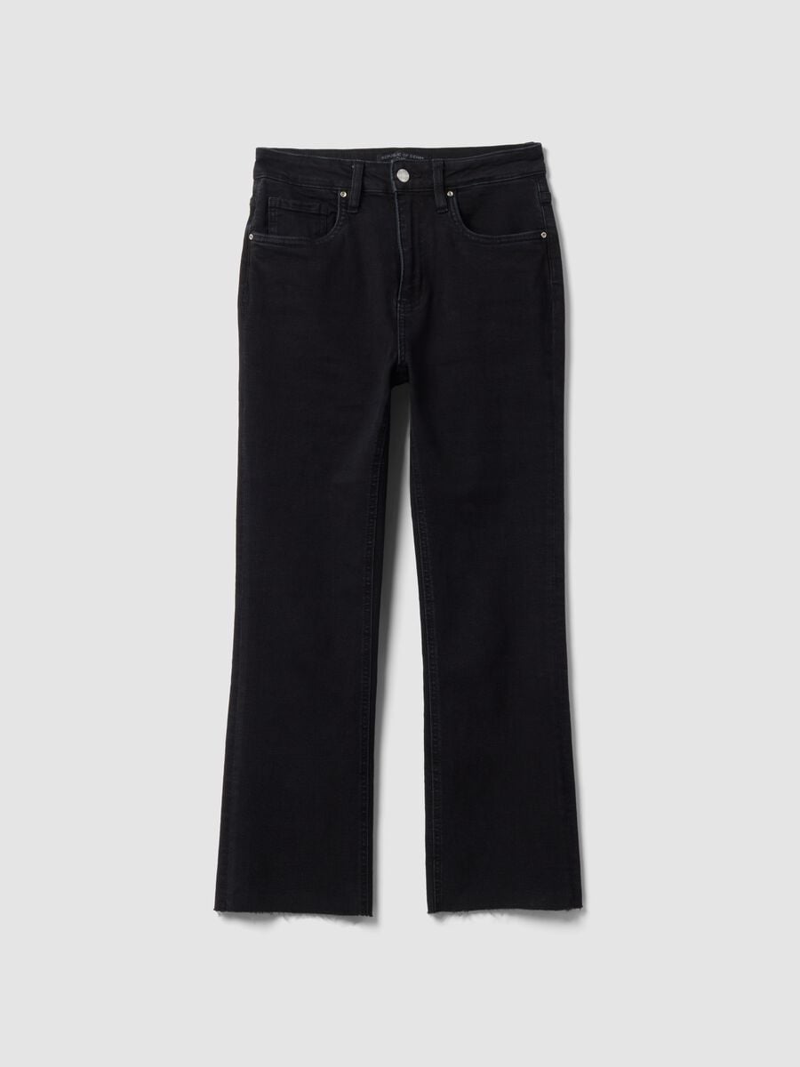 Jeans denim neri in cotone elasticizzato flare fit_4
